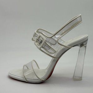 Christian Louboutin LOUBI DUNISS 100 PVC Clear Heels Sandals Shoes White